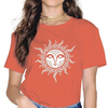 T-SHIRT COULEUR BRIQUE IMPRESSION SOLEIL TRISKELE CORBEAU POUR FEMME