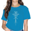 T-SHIRT VIKING BLEU LUMIERE IMPRESSION VEGVISIR POUR FEMME