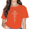 T-SHIRT VIKING ORANGE IMPRESSION VEGVISIR POUR FEMME