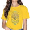 T-SHIRT COL ROND JAUNE IMPRESSION OURS VIKING POUR FEMME