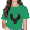 T-SHIRT VIKING VERT IMPRESSION VALHALLA RAVENS VEGVISIR POUR FEMME