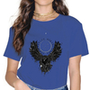 T-SHIRT VIKING BLEU NUIT IMPRESSION VALHALLA RAVENS VEGVISIR POUR FEMME