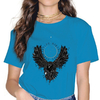 T-SHIRT VIKING BLEU LUMIERE IMPRESSION VALHALLA RAVENS VEGVISIR POUR FEMME