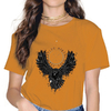 T-SHIRT VIKING OCRE JAUNE IMPRESSION VALHALLA RAVENS VEGVISIR POUR FEMME