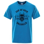 T-SHIRT BLEU LUMIERE IMPRESSION NOIRE SON OF ODIN VALHALLA