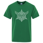 T-SHIRT VERT IMPRESSION BLANCHE ROSACE CORBEAU ODIN