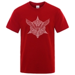 T-SHIRT ROUGE IMPRESSION BLANCHE ROSACE CORBEAU ODIN