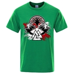 T-SHIRT VERT IMPRESSION VALKNUT CORBEAUX HYGGDRASIL