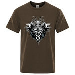 T-SHIRT MARRON IMPRESSION SYMBOLES NORDIQUE