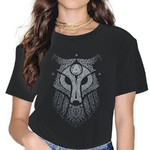 T-SHIRT NOIR IMPRESSION ULFHEDNAR POUR FEMME