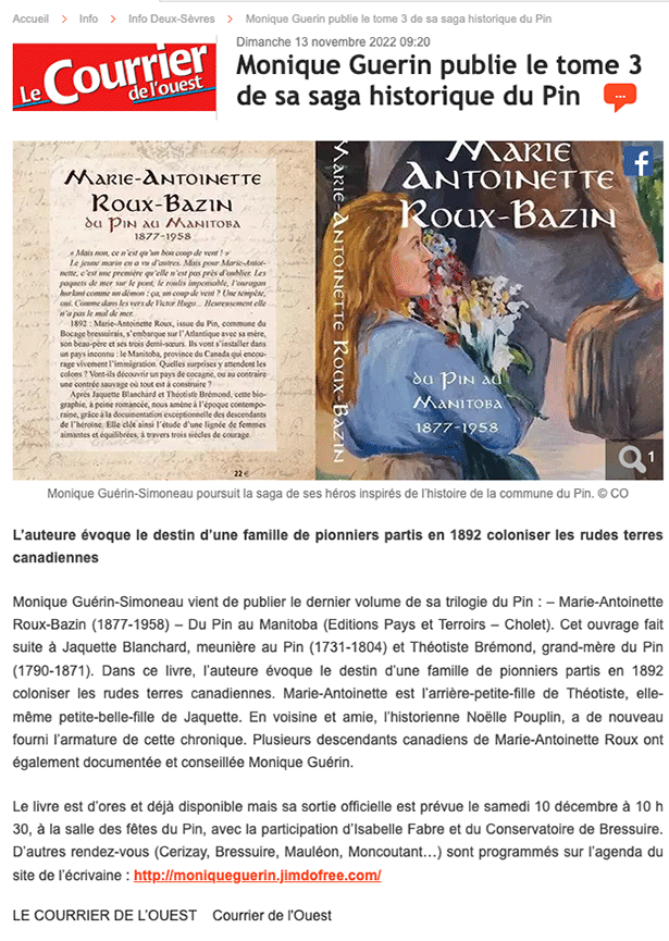 monique guerin courrier de l ouest 2022