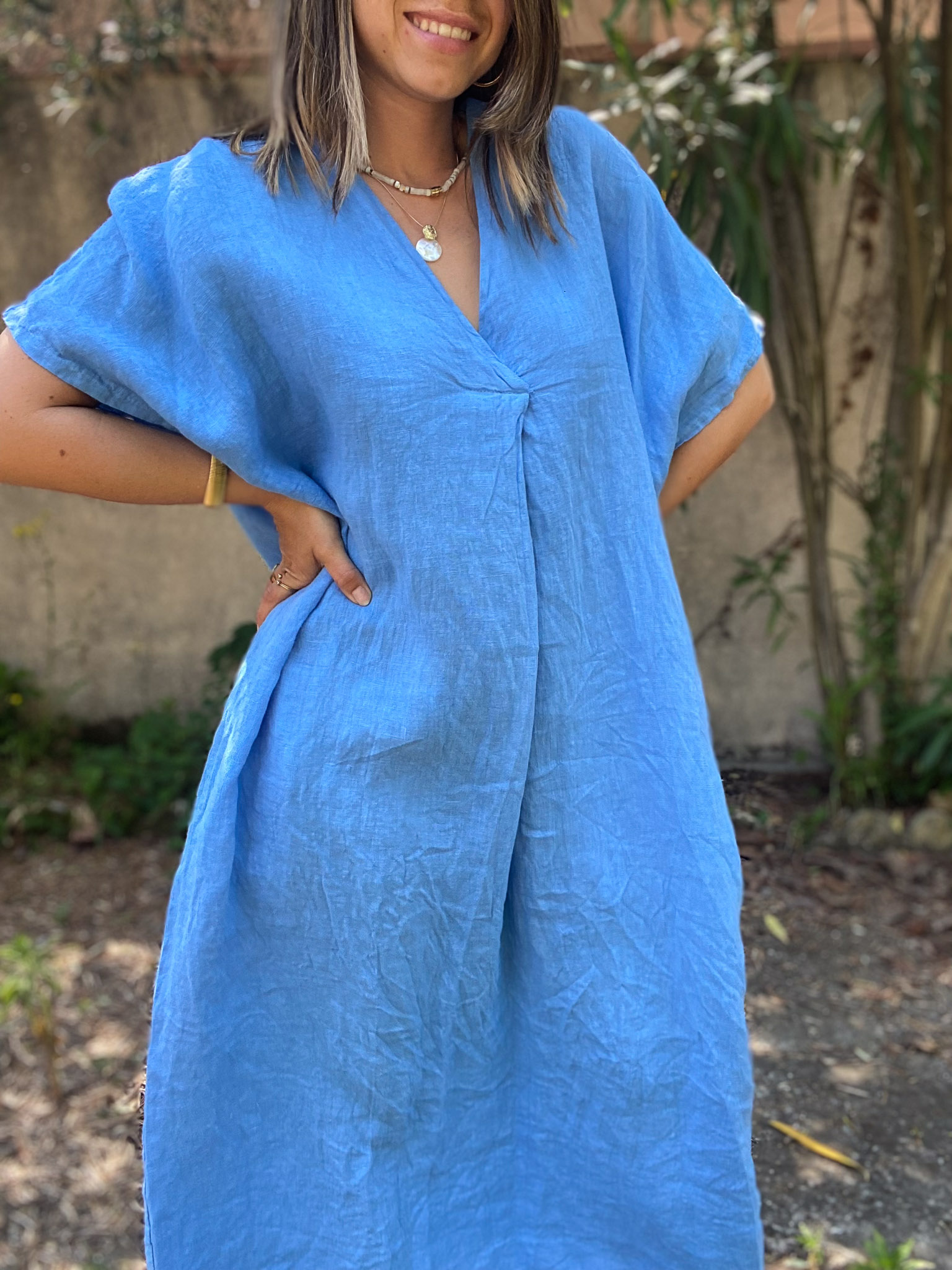 Robe En Lin Bleu Les Robes Maeva Shop