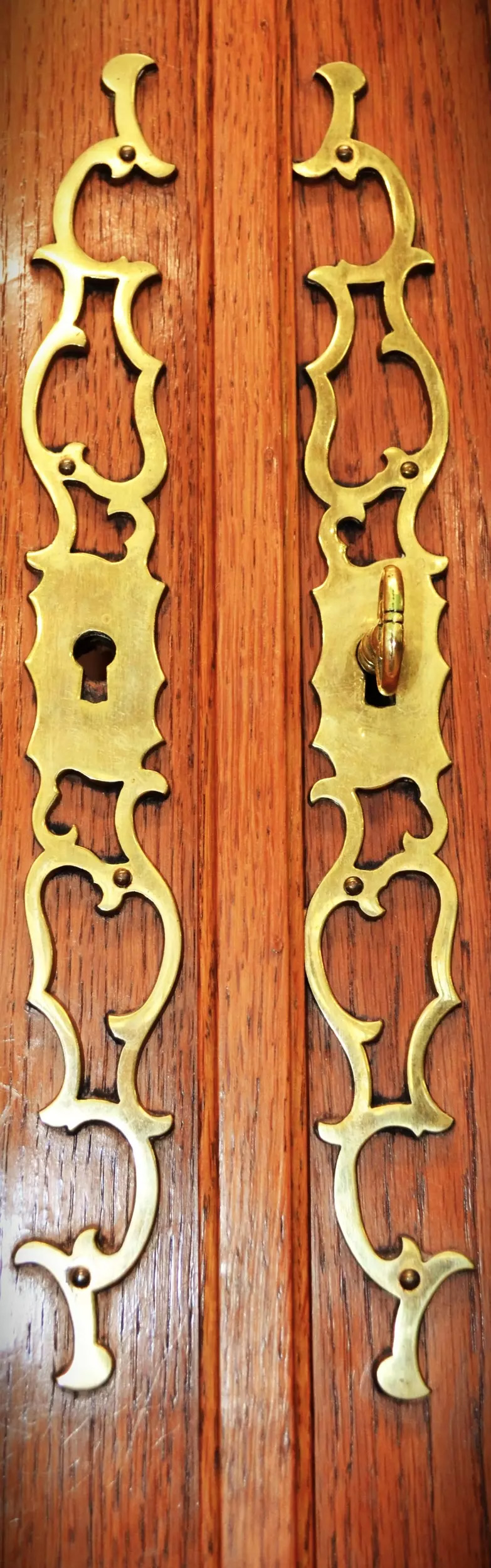 Bibliothèque Art Nouveau chêne Arts &amp; Crafts ferronneries portes vitrées - Galerie Georgette Antiquités Art Nouveau