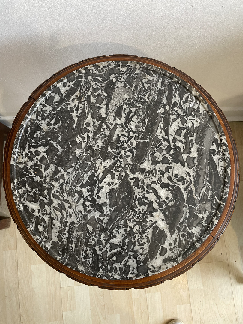 Guéridon Majorelle plateau marbre gris - Guéridon Art Nouveau - Galerie Georgette Antiquités Art Nouveau