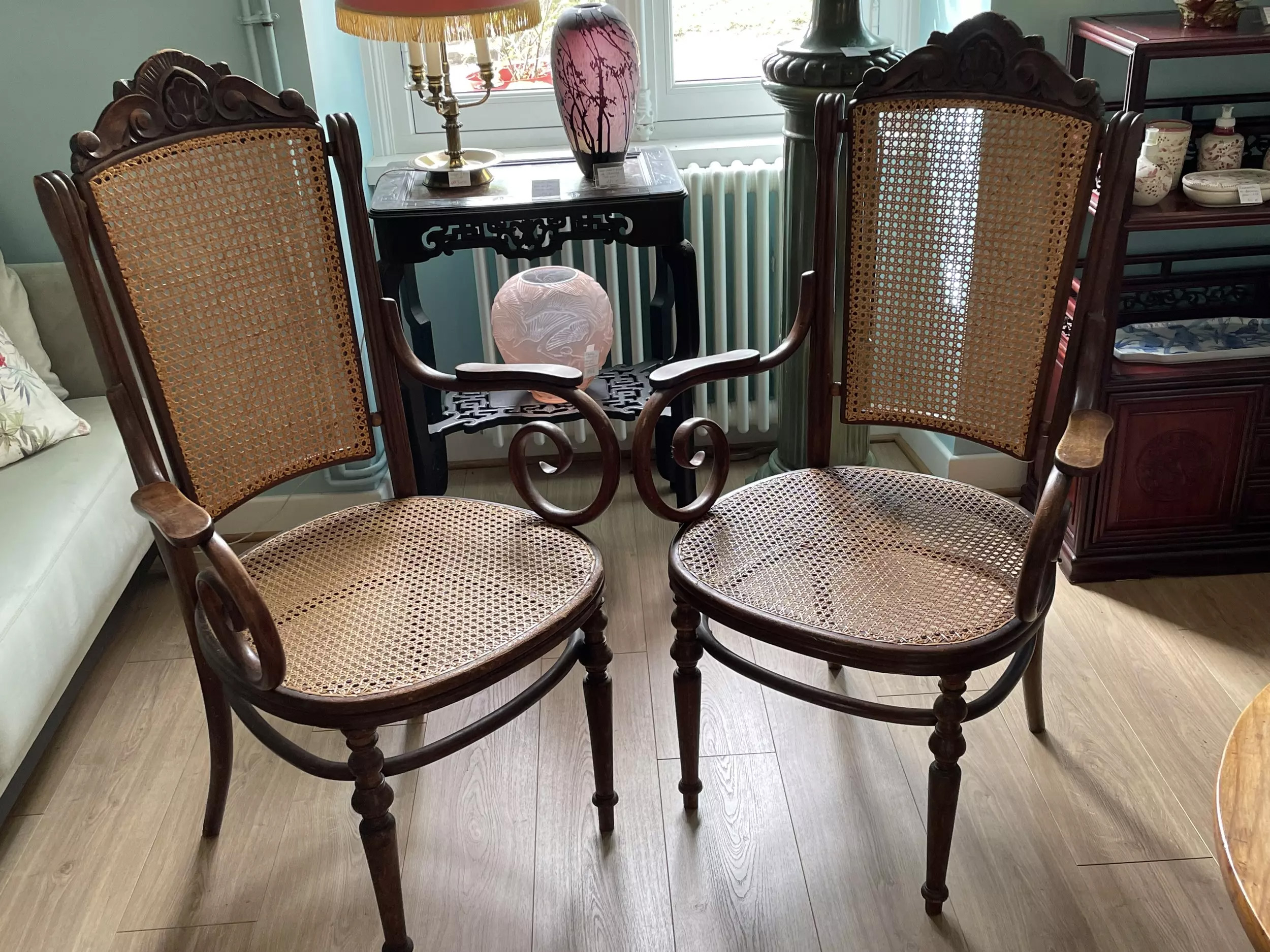 Fauteuils Fischel cannés Art Nouveau Autriche - Galerie Georgette Antiquités Art Nouveau