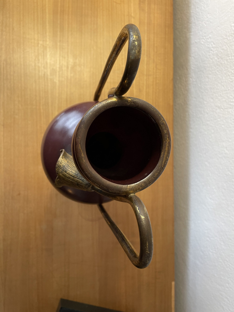 Vase Art Nouveau avec anses - Motif floral Grès et métal doré - Galerie Georgette Antiquités Art Nouveau