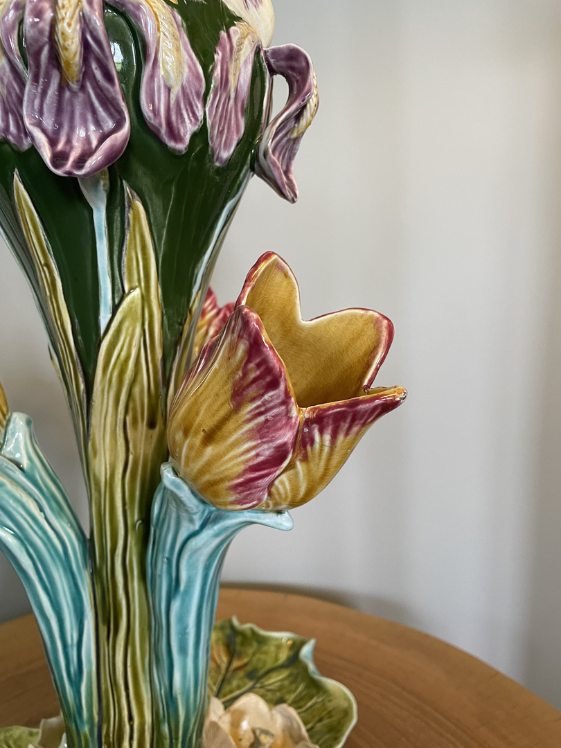 Centre de table Onnaing Barbotine - fleurs - Centre de Table Art Nouveau