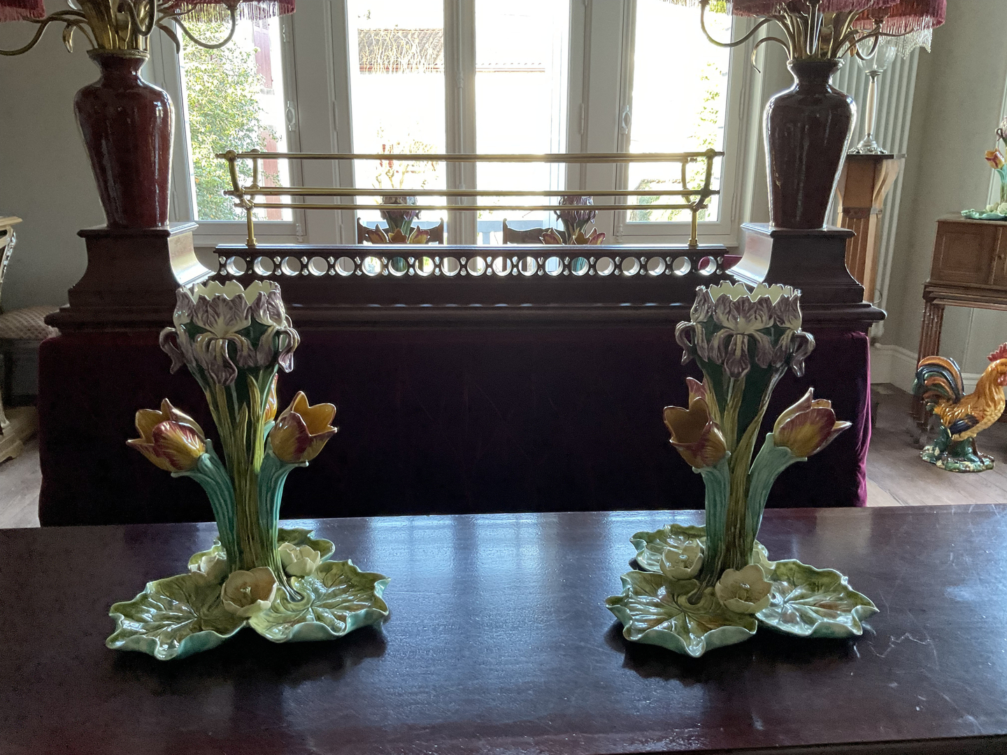Paire centre de table Onnaing Barbotine - Centre de Table Art Nouveau