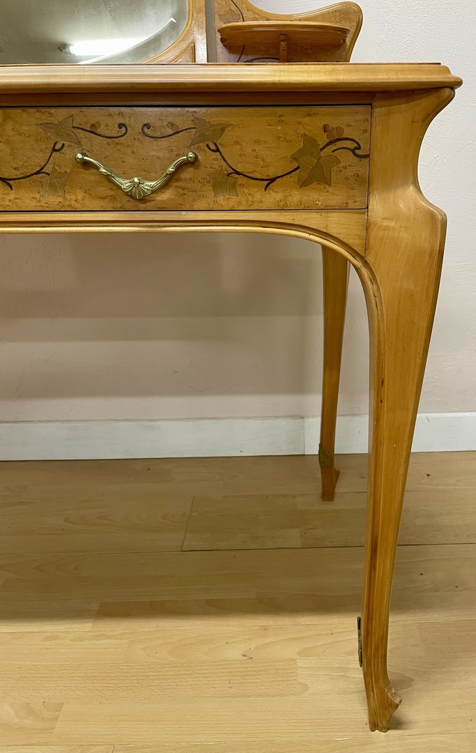 Coiffeuse Art Nouveau Ecole de Nancy marqueterie lierre - Galerie Georgette Antiquités Art Nouveau
