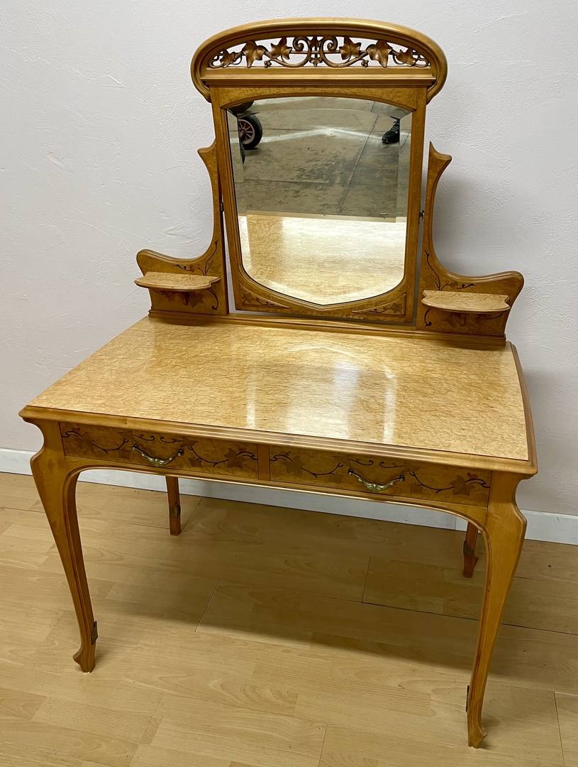Coiffeuse Art Nouveau Ecole de Nancy motif lierre - Galerie Georgette Antiquités Art Nouveau