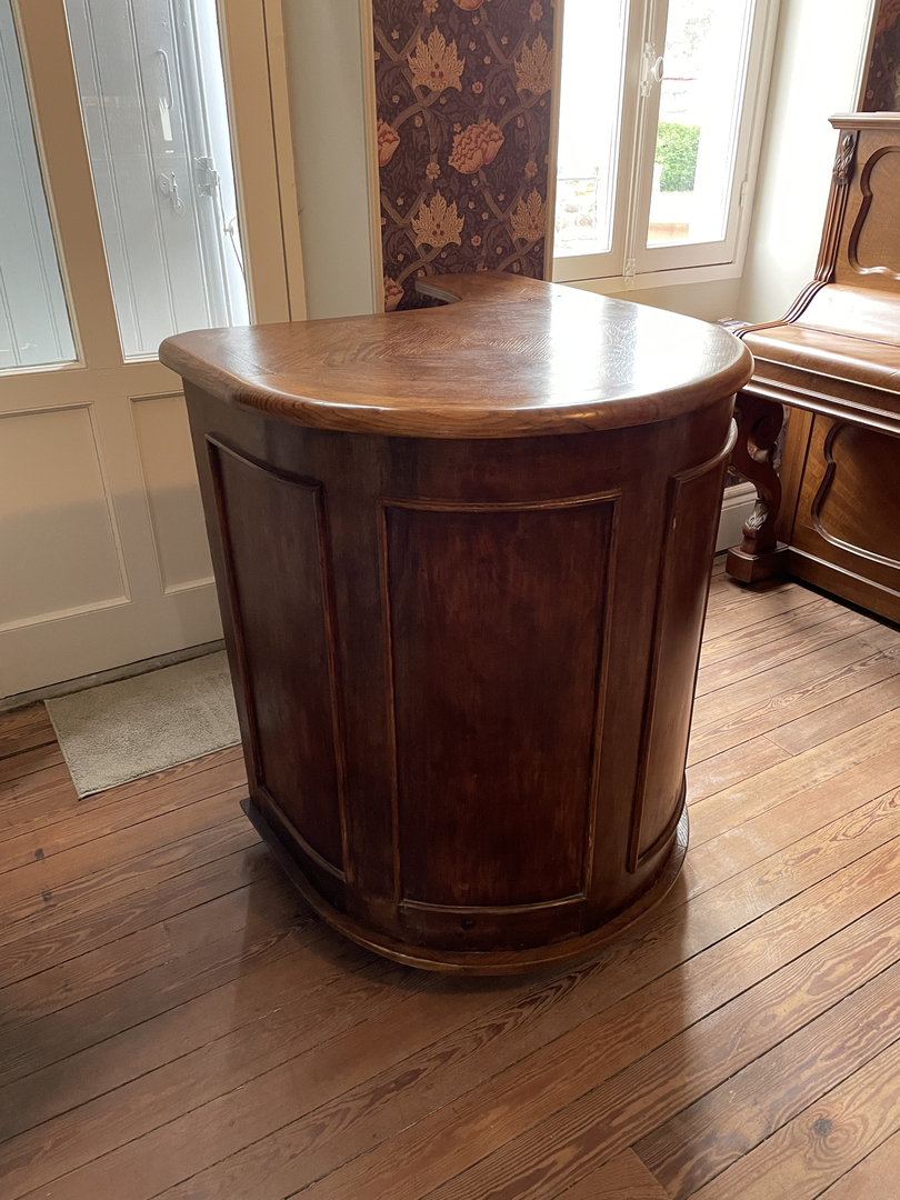 Petit bar forme circulaire chêne double plateau - Galerie Georgette Antiquités