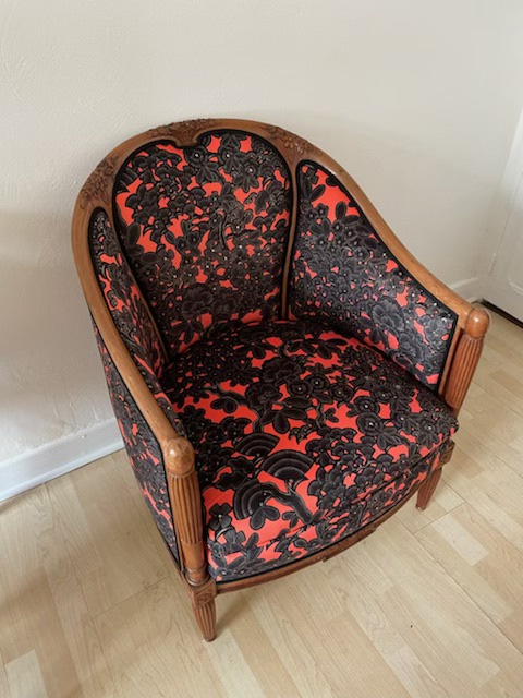 Fauteuils Art Déco attribués Paul FOLLOT tissu fleurs - Galerie Georgette Antiquités.