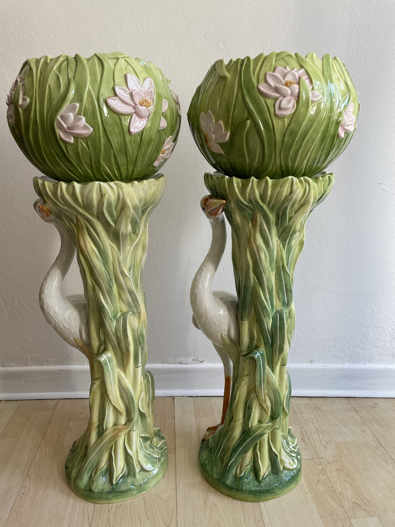Sellettes hérons barbotine Chaumette - Galerie Georgette Antiquités Art Nouveau