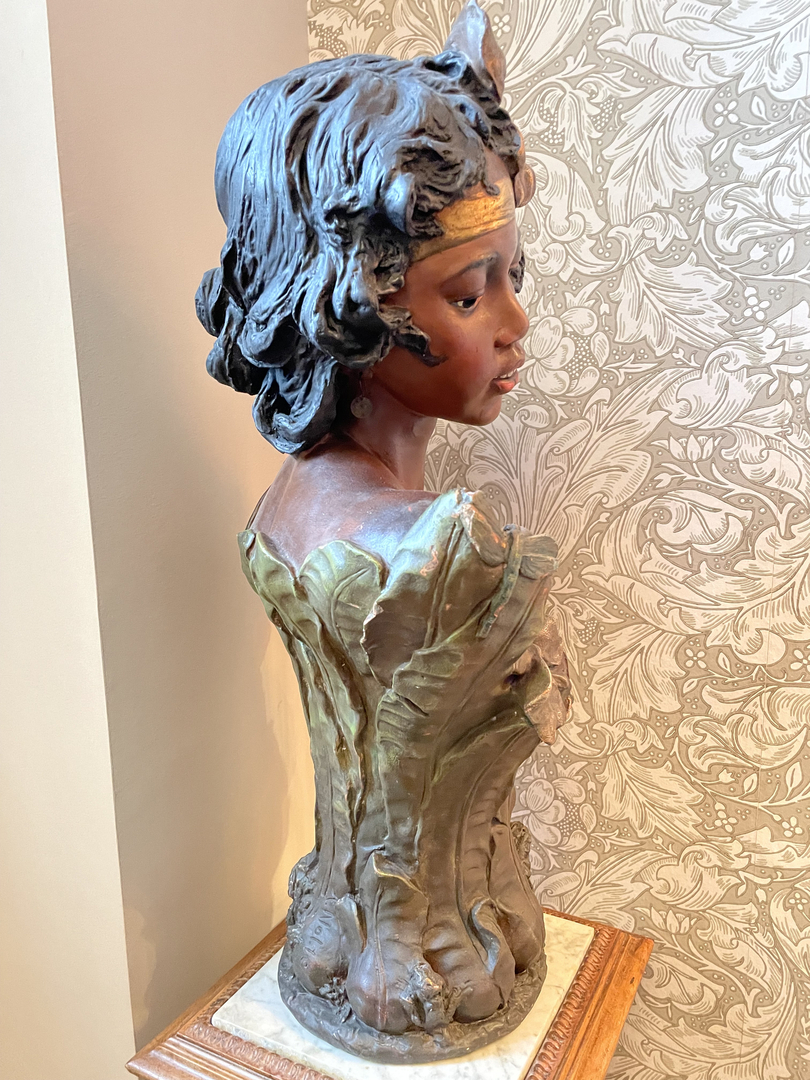 Buste Femme Maure Goldscheider Ecole Autrichienne 1900 - Galerie Georgette Antiqués Art Nouveau