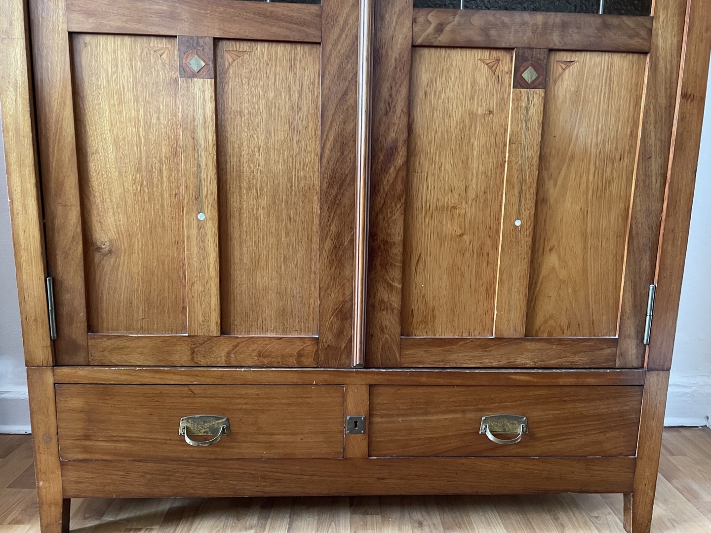 bibliotheque vitrine art nouveau acajou- style serrurier bovy - galerie georgette-1