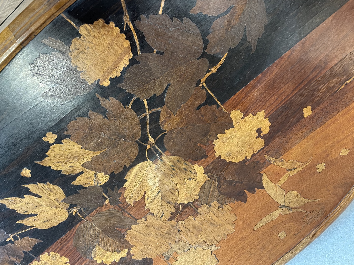 table a the Emile Galle signee - marqueterie vegetale - Galerie Georgette - Art Nouveau