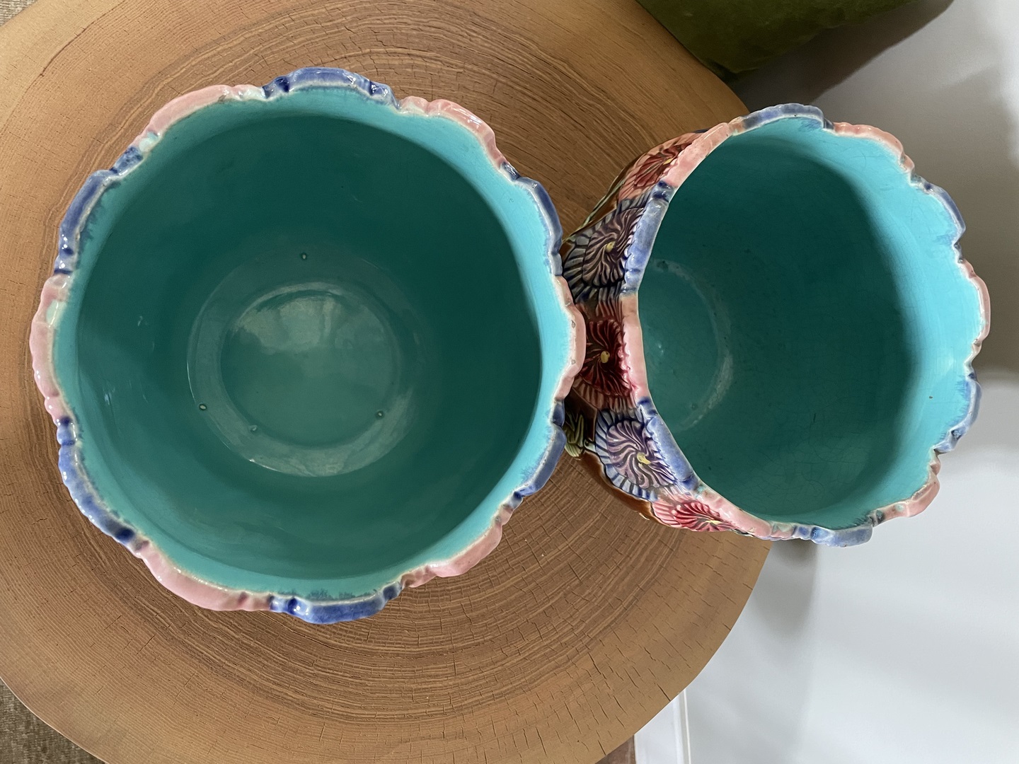 vases 1930 style art nouveau barbotine - galerie-georgette specialiste art-nouveau