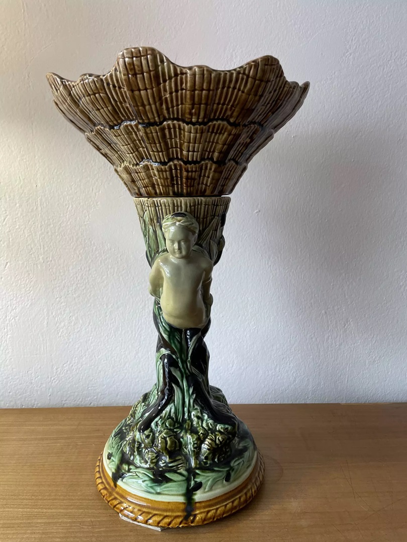 barbotine-aux deux sirenes-coquillage-surtout-de-table-galerie-georgette-art nouveau