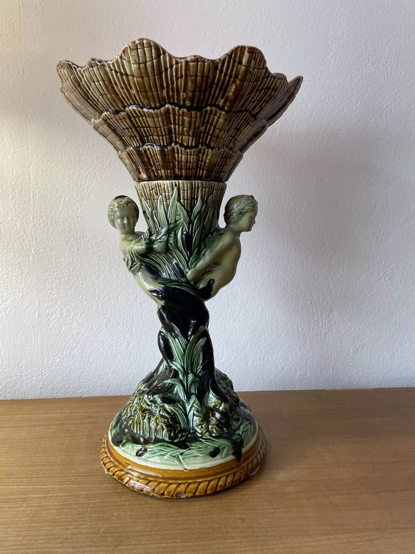 barbotine-aux deux sirenes-et-coquillage-galerie-georgette-art nouveau
