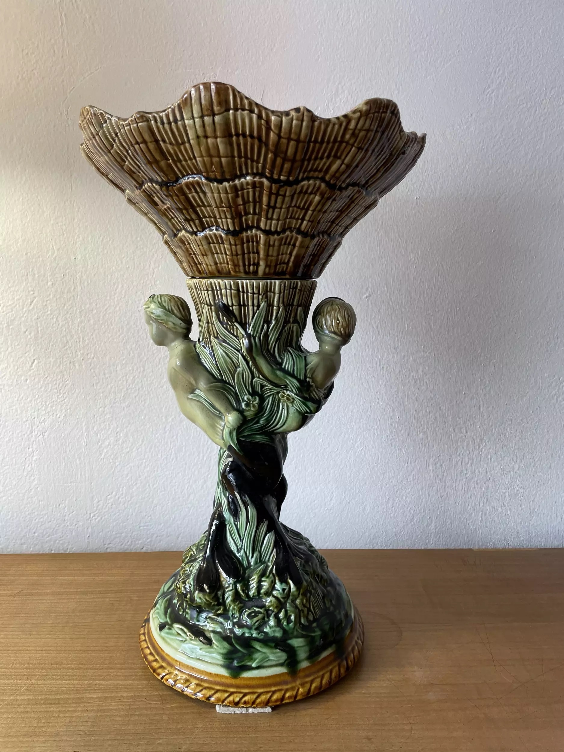 barbotine-aux deux sirenes-coquillage-galerie-georgette-art nouveau