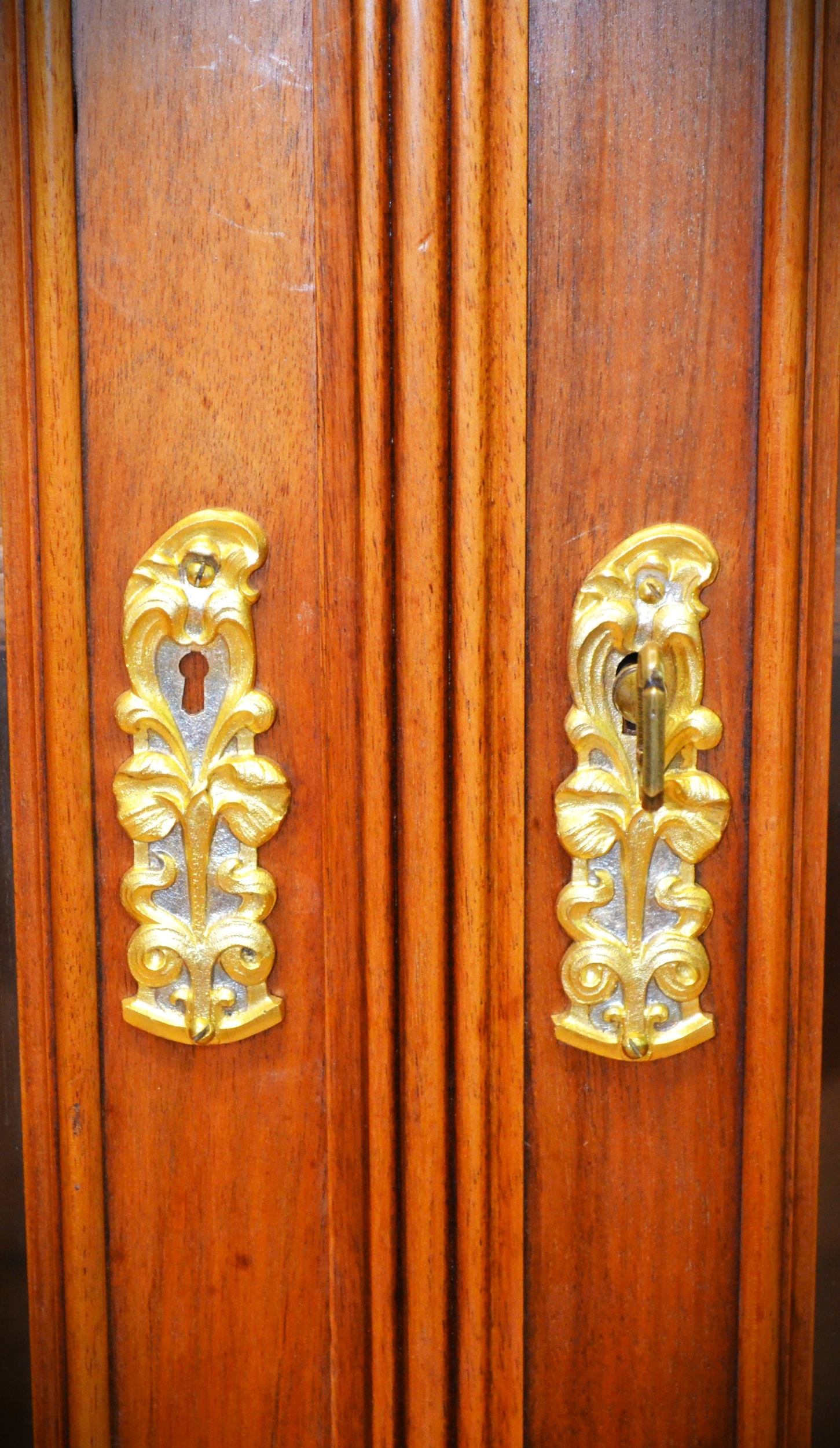 Bibliothèque vitrine Art nouveau type Majorelle ferrures bronze - Galerie Georgette - Antiquités Art Nouveau