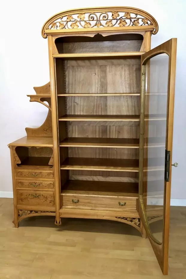 Bibliothèque-vitrine Art Nouveau 3 tiroirs