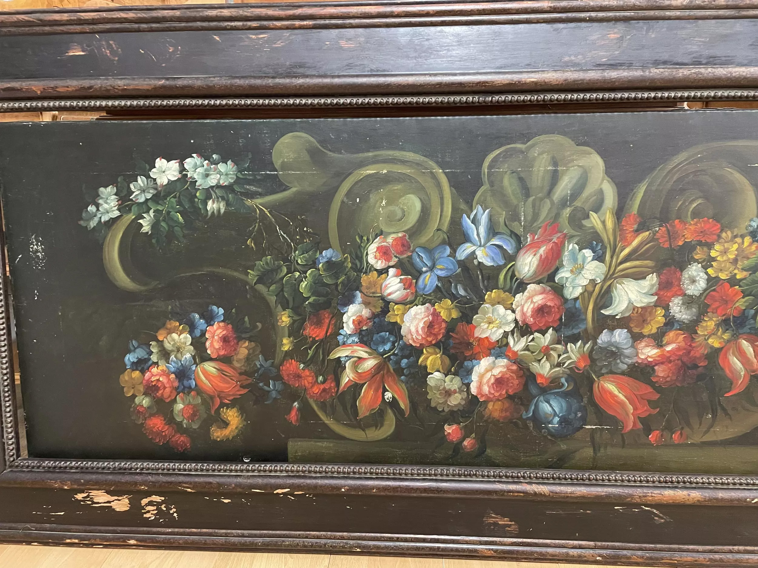 Tableau Ecole Flamande grand format - Bouquet de fleurs - Galerie Georgette