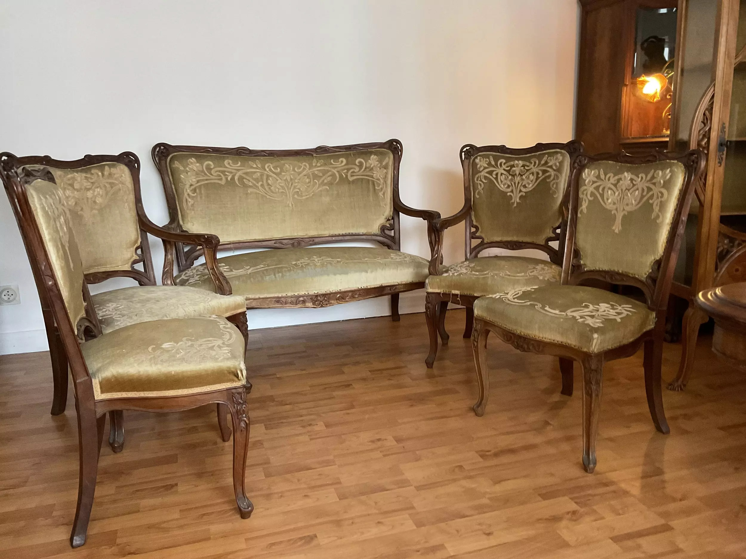 Salon Art Nouveau 1900 - Canapé fauteuils chaises - Galerie Georgette
