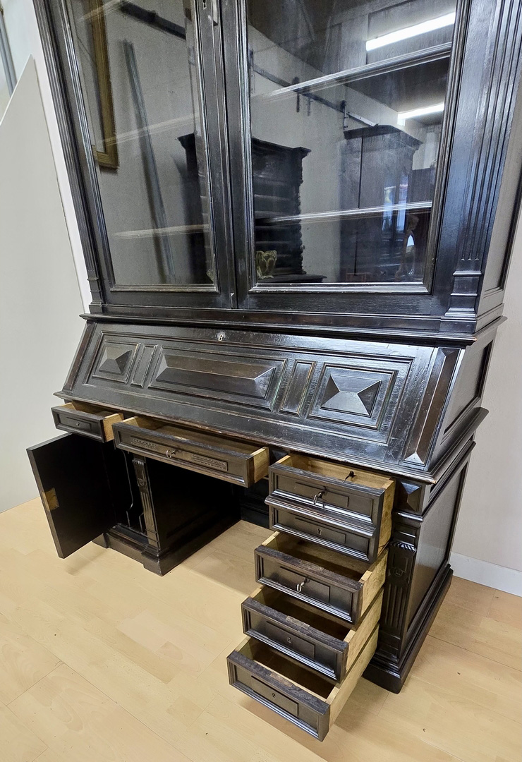 Bibliothèque bureau Scriban bois noirci - Style Louis XVI époque Napoléon III