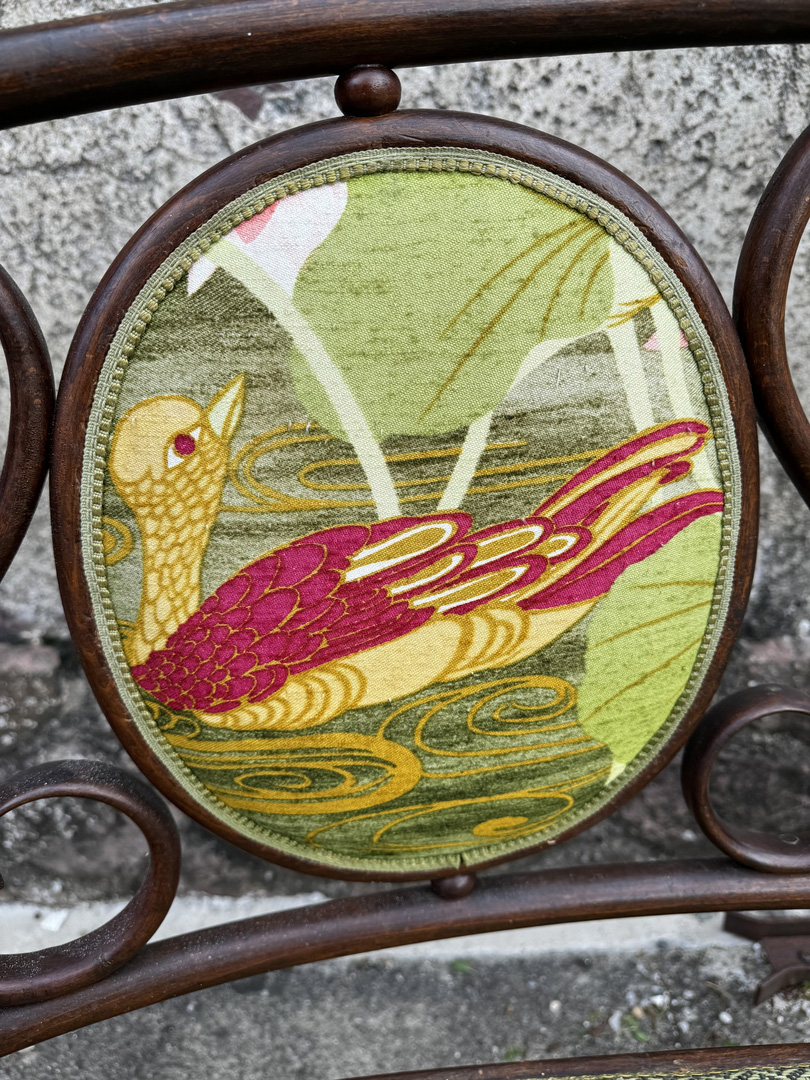 Salon Art Nouveau Fischel banquette motif oiseau - Galerie Georgette