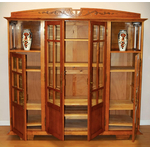 Bibliothèque Art Nouveau chêne Arts & Crafts portes vitrées - Galerie Georgette Antiquités Art Nouveau