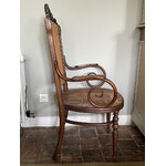 Fauteuil Fischel canné Art Nouveau manchettes plates galbées - Galerie Georgette Antiquités Art Nouveau