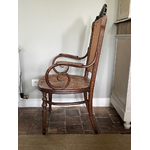 Paire Fauteuils Fischel cannés Art Nouveau manchettes plates galbées - Galerie Georgette Antiquités Art Nouveau