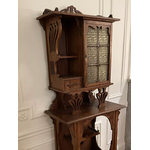 Vitrine Art Nouveau bois naturel balustrade Art Nouveau - Galerie Georgette Antiquités Art Nouveau