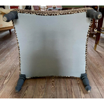 Pouf Napoléon III retapissé peau de léopard pied bois noirci - Galerie Georgette Antiquités