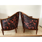 Paire Fauteuils Art Déco attribués Paul FOLLOT tissu fleurs - Galerie Georgette Antiquités.