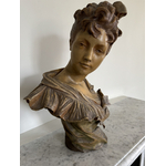Buste Femme Goldscheider signature - Galerie Georgette Antiqué Art Nouveau