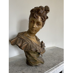 Buste Femme Goldscheider signature 60cm - Galerie Georgette Antiqué Art Nouveau