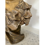 Buste Femme Goldscheider signature au dos - Galerie Georgette Antiqué Art Nouveau