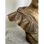 Buste Femme signature Goldscheider patine beige foncé - Galerie Georgette Antiqué Art Nouveau